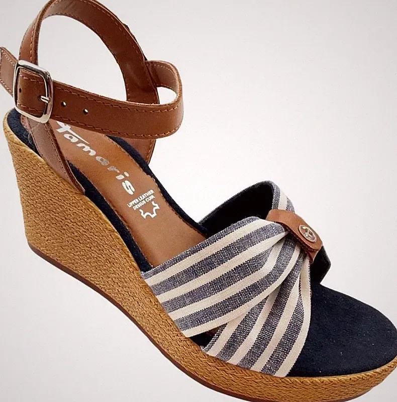 Tamaris Damen Sandalen 1-28346-28-483 Blau/Weiß Gr. 37