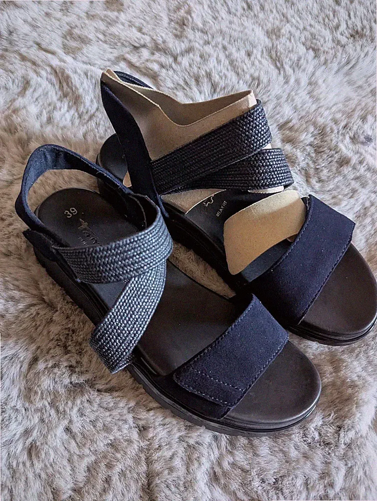 Tamaris Damen Sandalen Gr.39 PURE RELAX Dunkelblau NEU