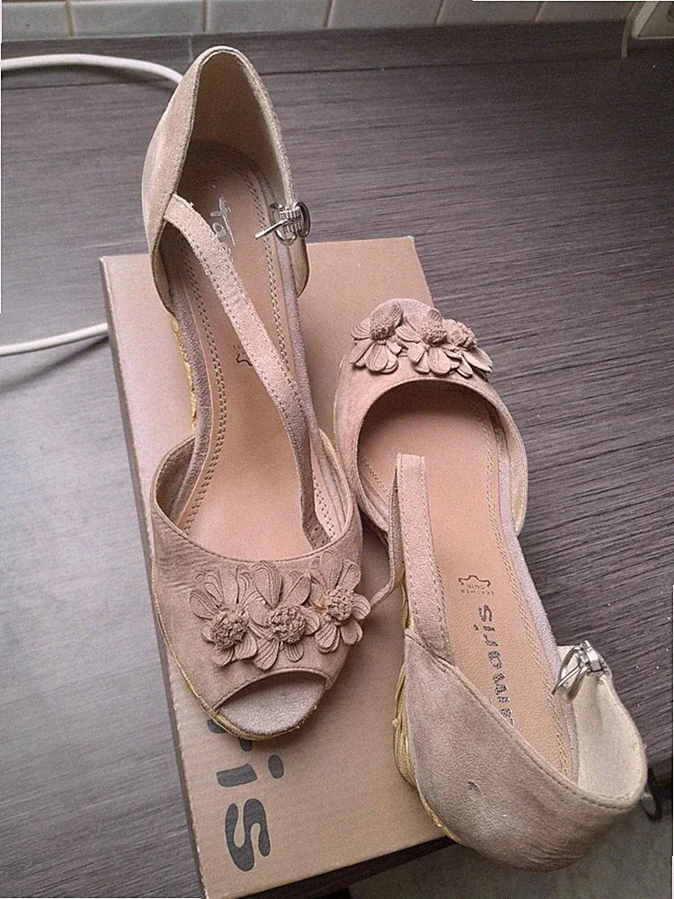 Tamaris Damen Sandalen Keilsandalen Echtleder TOUCHit-Fußbett Größe 40