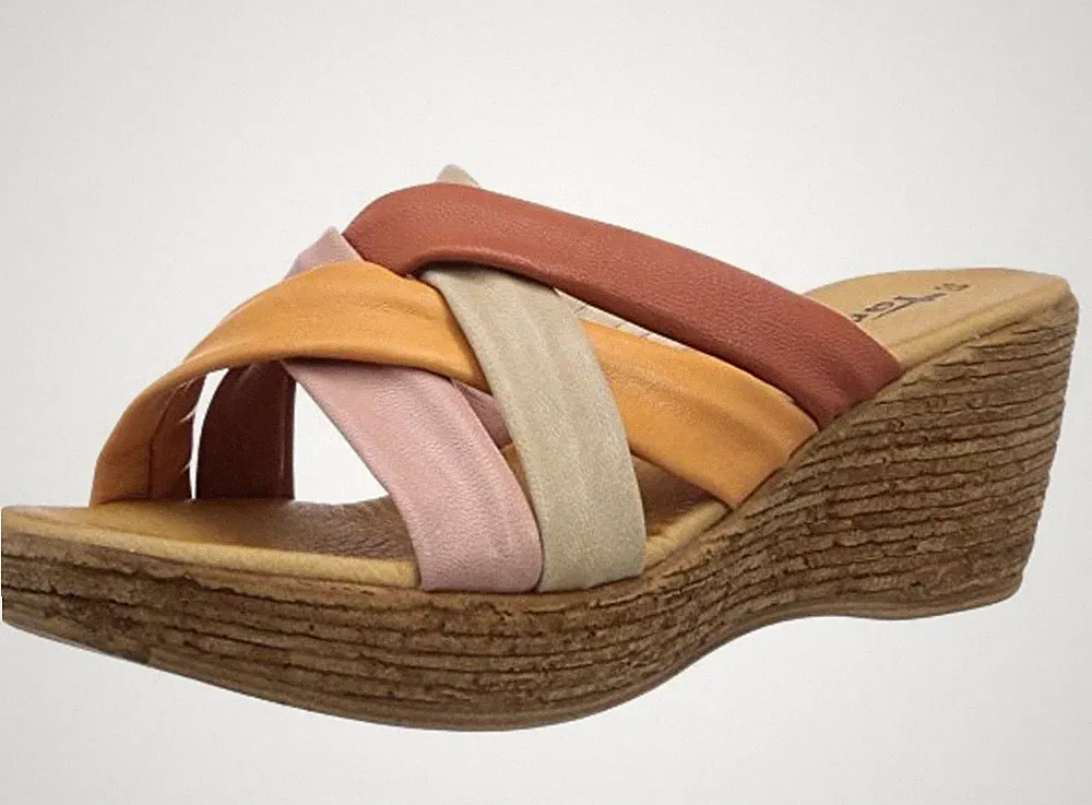 Tamaris Damen-Sandalen mehrfarbig Leder Crossover Keilabsatz UK 6,5 EU 40