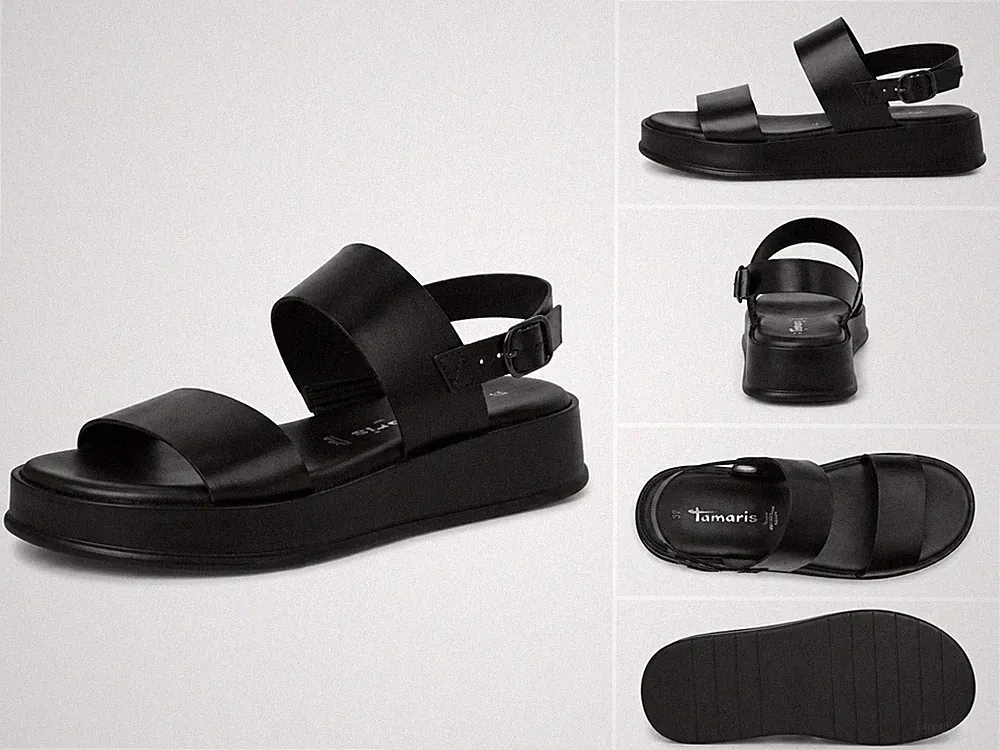 Tamaris Damen Sandalen Plateau Sandaletten Schwarz Klettverschluss Chunky EU 36