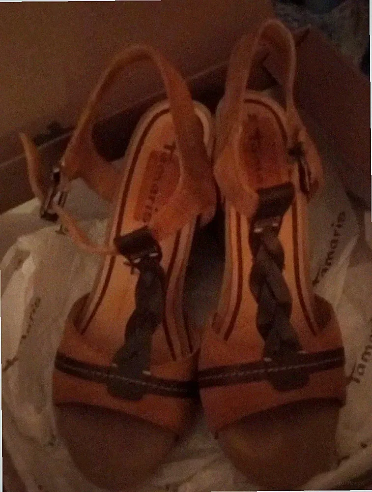 *Tamaris* Damen Sandalen Wedges Keilabsatz Leder Gr. 38 beige Sandalette