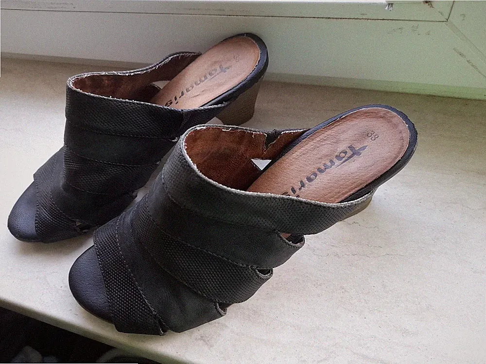 Tamaris Damen Sandalette, schwarz Größe 38, Absatz 7 cm