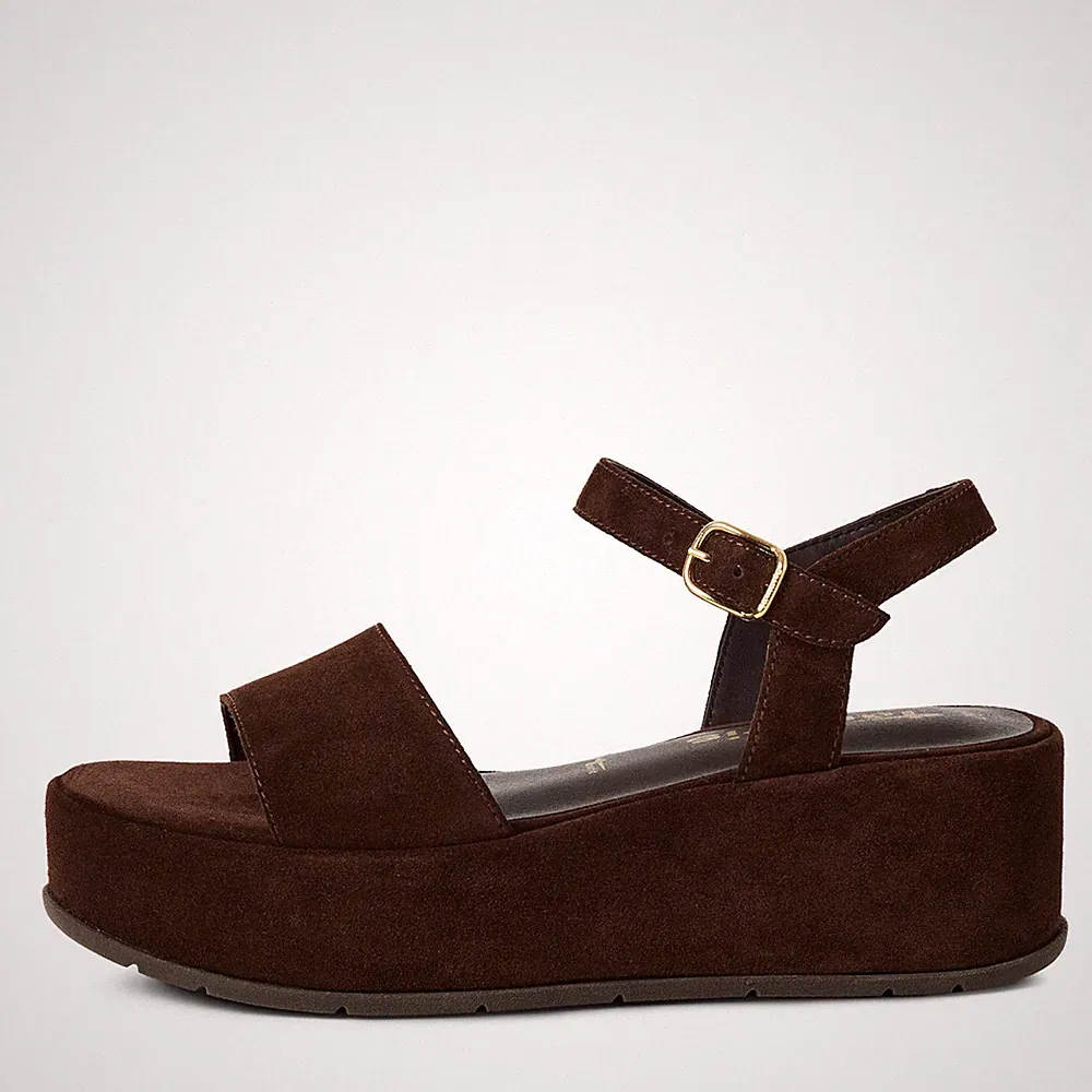 Tamaris Damen Sandaletten 28020 Mocca Braun - Plateausohle Keilabsatz Fußbett