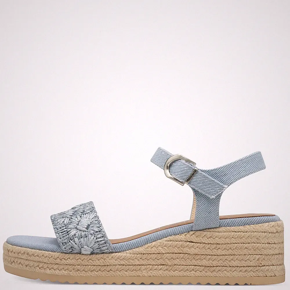 Tamaris Damen Sandaletten 28059 Blau - Keilsandaletten mit Fußbett
