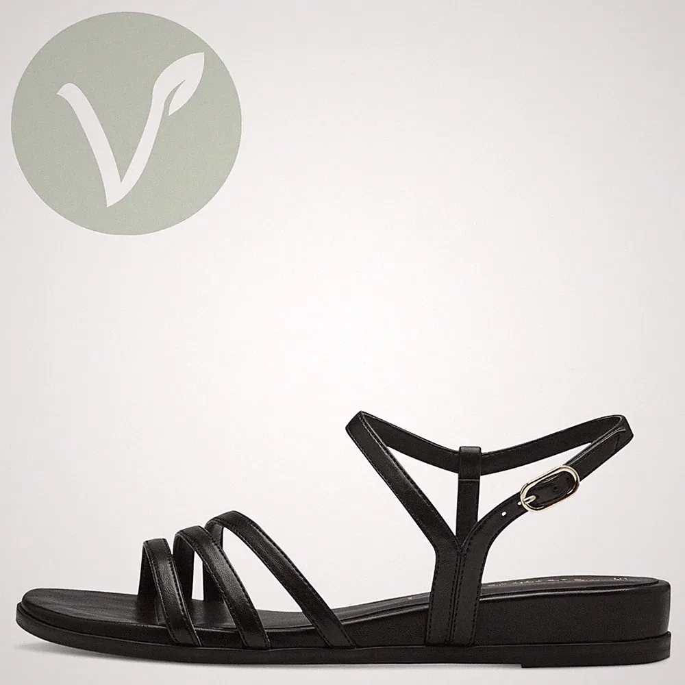 Tamaris Damen Sandaletten 28133 Schwarz - Vegan mit Fußbett & Keilabsatz