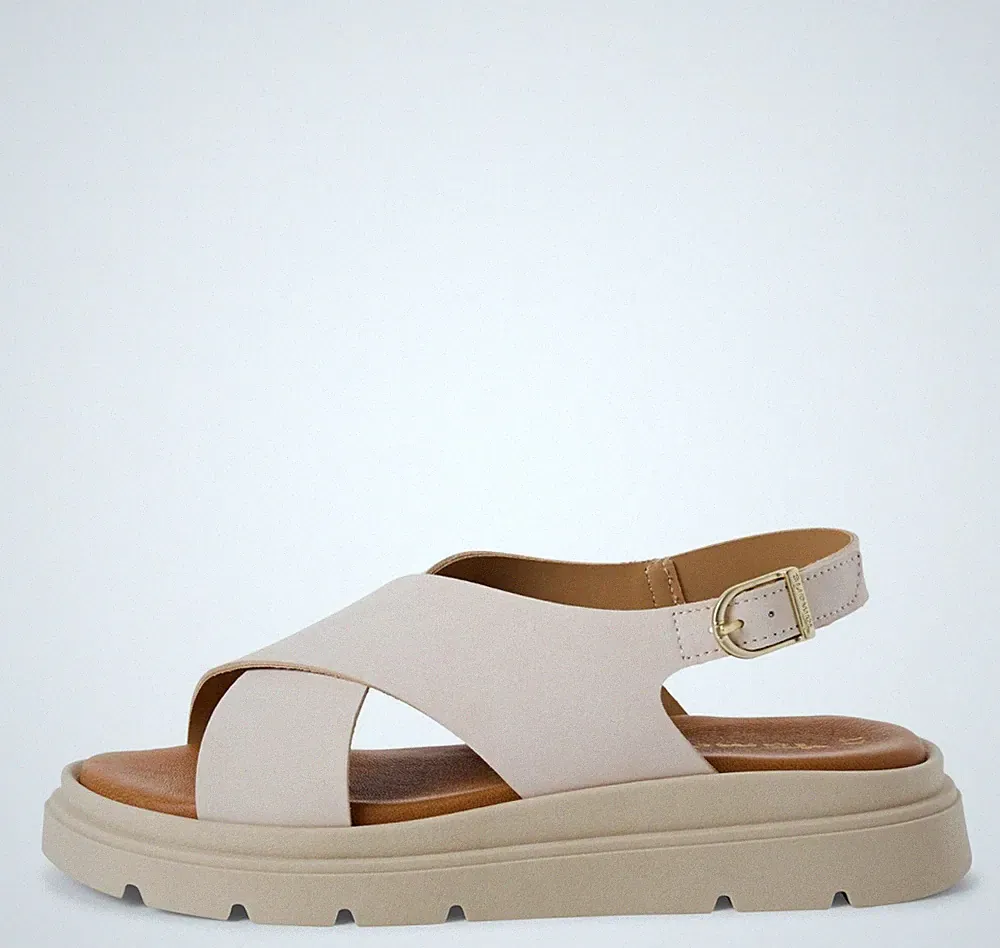 Tamaris Damen Sandaletten 28270 Ivory Beige – Ledersandaletten mit Fußbett