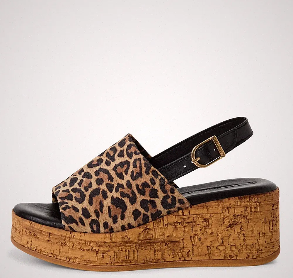 Tamaris Damen Sandaletten 28393 Leopard - Leder, Keilabsatz, Fußbett - Top Preis