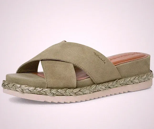TAMARIS Damen Schuhe Sandalen grün Gr 37 Echtleder Velours Keilabsatz NEU