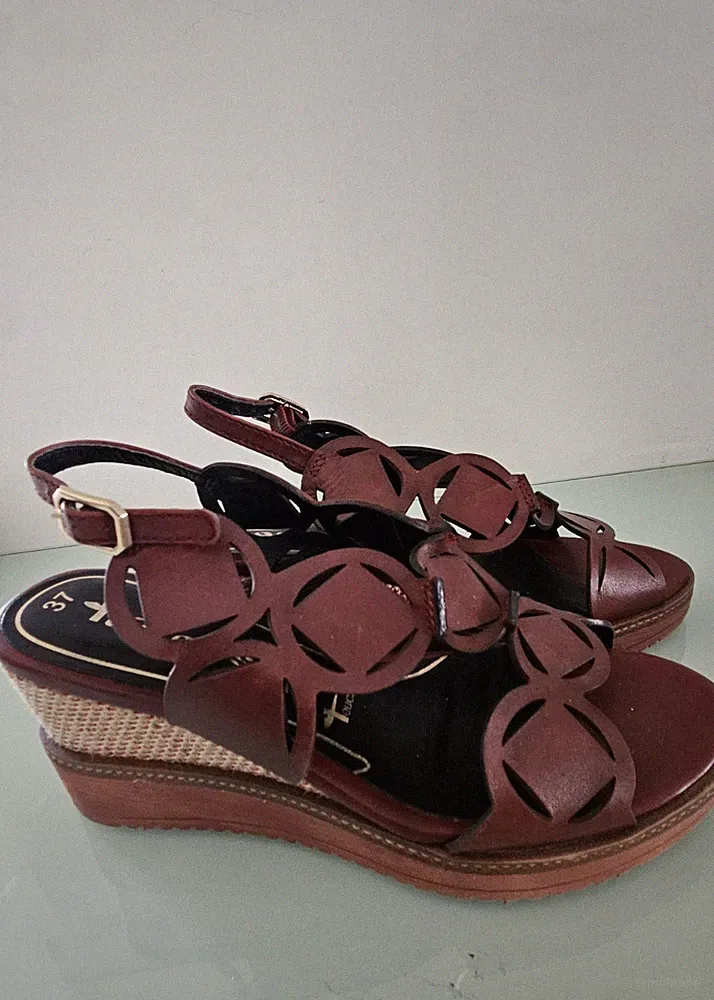 Tamaris Echtleder Sandalen Sandalette Keilabsatz Gr. 37