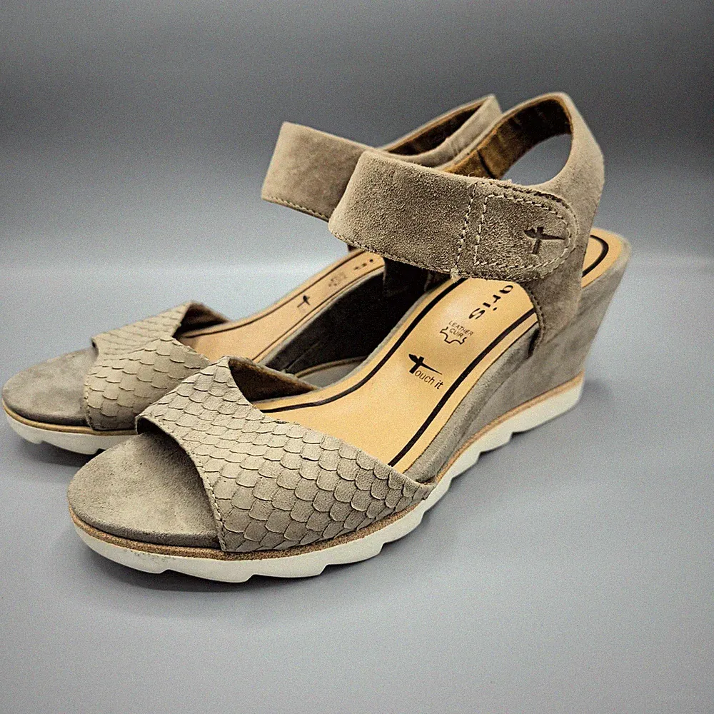 Tamaris Gr 40 Damen Sandalen Sandalette Pantolette Keilabsatz Klett Sehr Gut 204