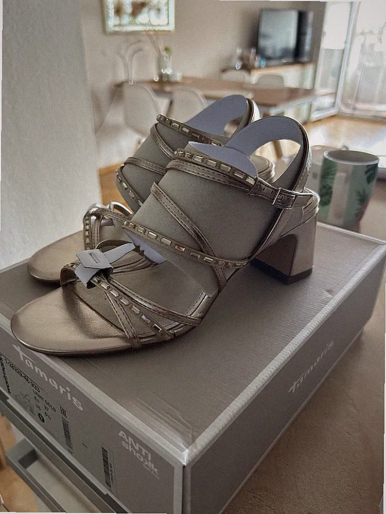 Tamaris Keilsandale Gold/Glitzer Gr. 38 NEU