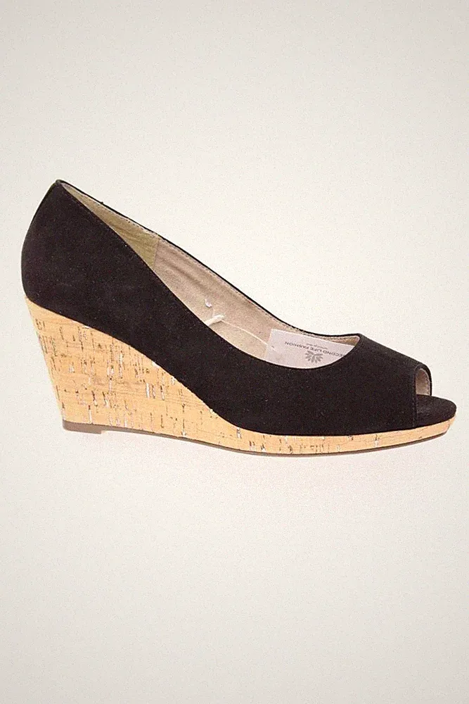 ✅ Tamaris Peep Toes mit Keilabsatz für Damen Gr. 38 neuwertig schwarz ✅