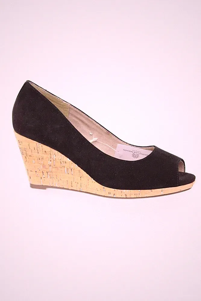 ✨ Tamaris Peep Toes mit Keilabsatz für Damen Gr. 38 neuwertig schwarz ✨