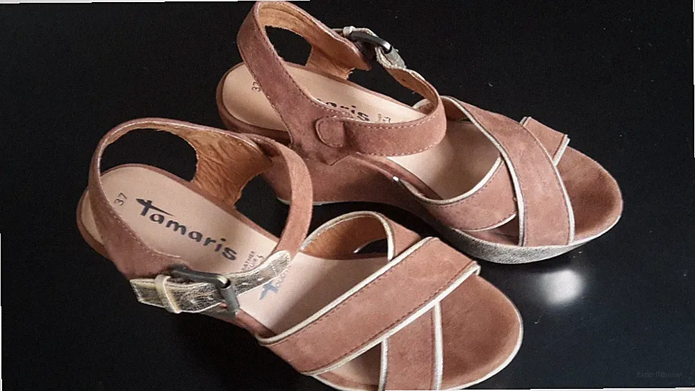 Tamaris Plateau Sandalen Gr. 37, gebraucht, cognac/gold, Top Zustand