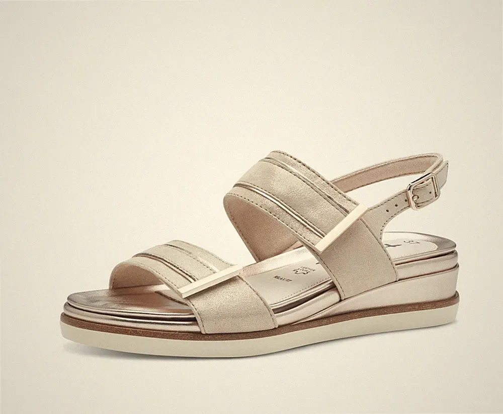 Tamaris Riemchensandalen 28217-42 Nubuk Champagner Keilabsatz 5 cm AUS LISTENRABATT