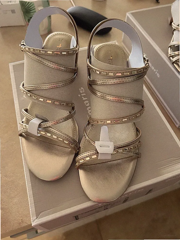 Tamaris Sandale Riemchensandalen gold Glitzer Gr. 37 NP 59,95€