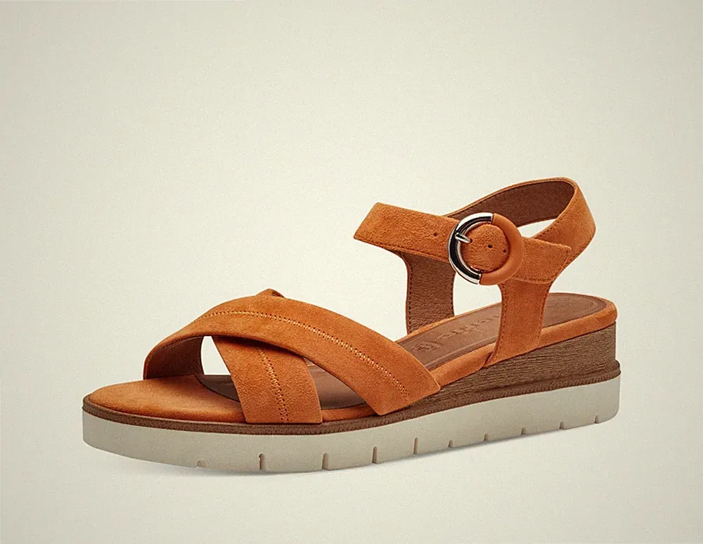 Tamaris Sandalen 28202-42 Wildleder orange Keilabsatz 5 cm AUS LISTENRABATT
