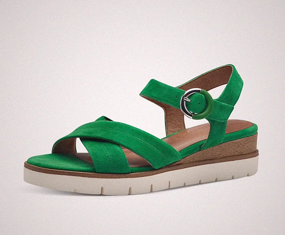 Tamaris Sandalen 28202 Wildleder grün Keilabsatz 5 cm AUS LISTENRABATT