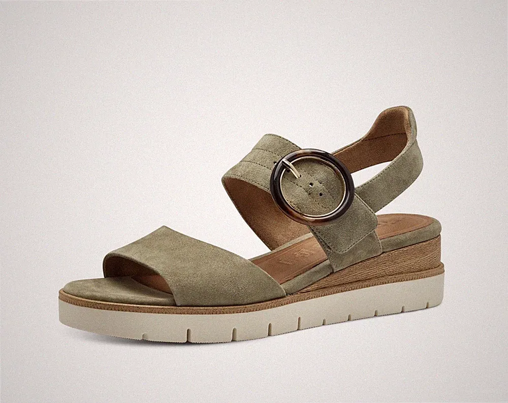 Tamaris Sandalen 28206-42 Wildleder salbeigrün Keilabsatz 5 cm RABATT