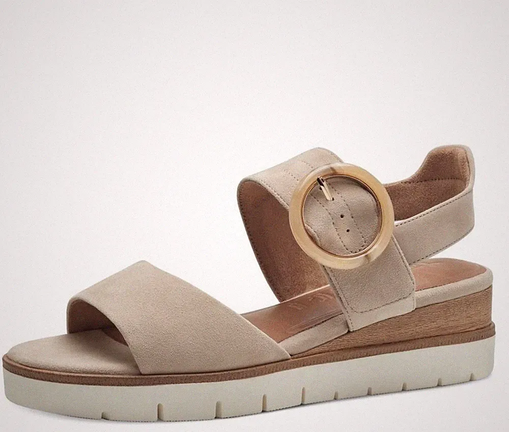 Tamaris Sandalen 28206 Wildleder beige Keilabsatz 5 cm AUS LISTENRABATT