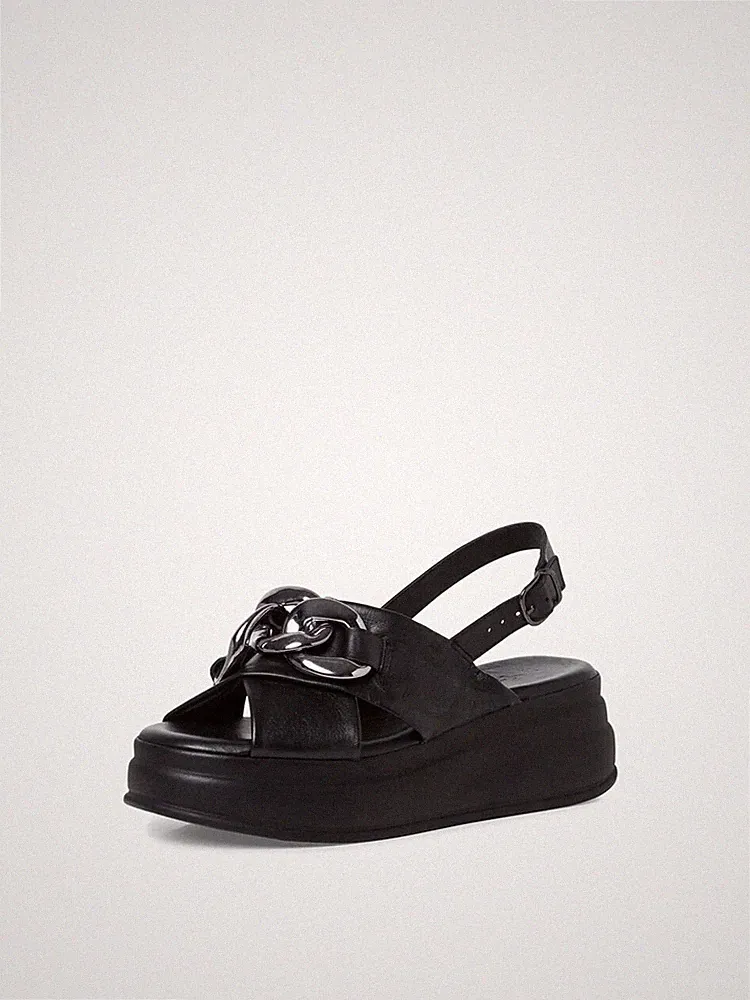 Tamaris Sandalen 28381 Leder schwarz Keilabsatz 5,5 cm AUS LISTENRABATT