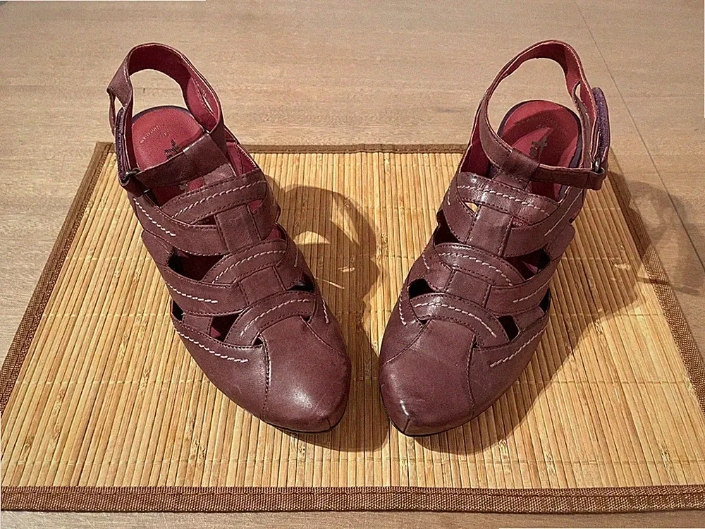 Tamaris, Sandalen mit Absatz, mauve/lila, Leder innen/außen, kaum benutzt