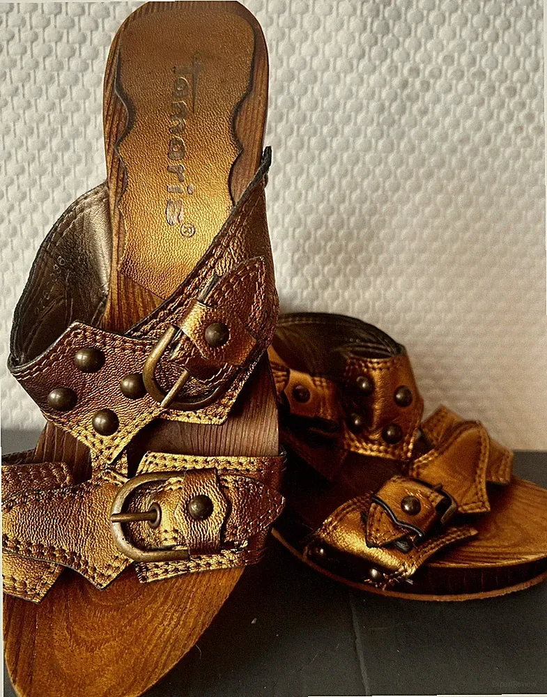 Tamaris Sandalen Pumps Made In Italy Holz Gr. 37 Top Frühling Sommer Blogger