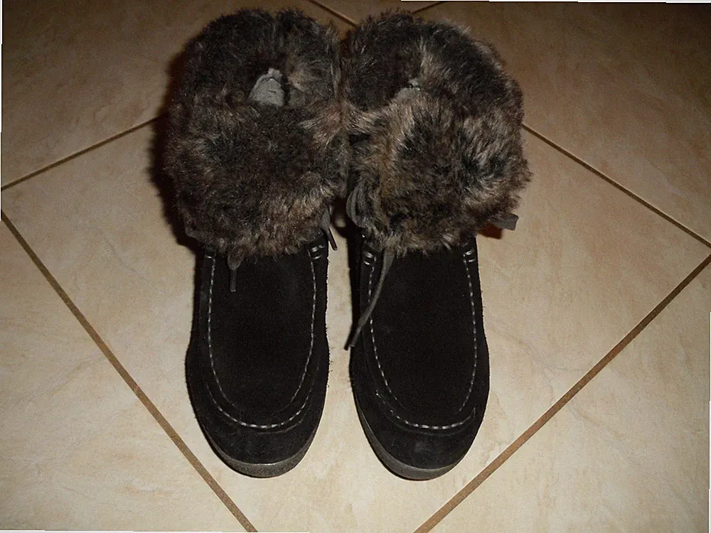 TAMARIS STIEFELETTEN BOOTS WILDLEDER KEILABSATZ KUNSTFEL Gr.40 w.NEU
