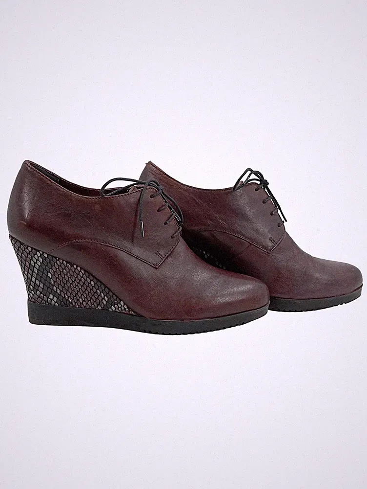Tamaris Stiefeletten Keilabsatz Schnürung Gr. 39 Dunkelbraun