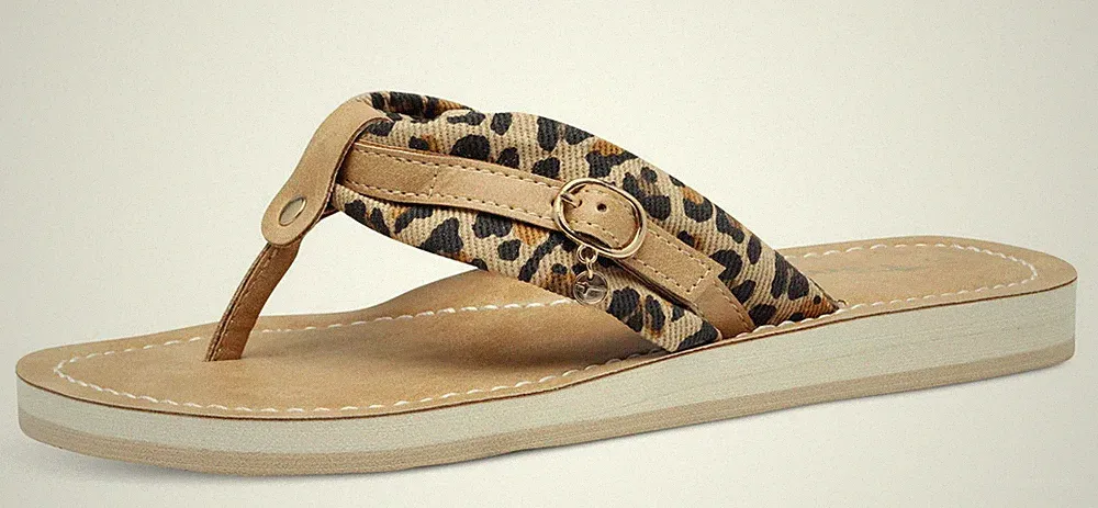 Tamaris Zehentrenner Braun Leopard FlipFlop Pantolette Schlappen Slipper