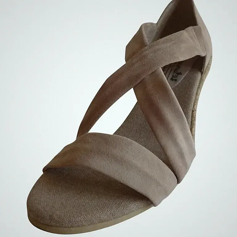 Taupe Real Suede Leather Espadrilles Sandalen Keilabsatz Gr. 37/EU Wildleder Taupe