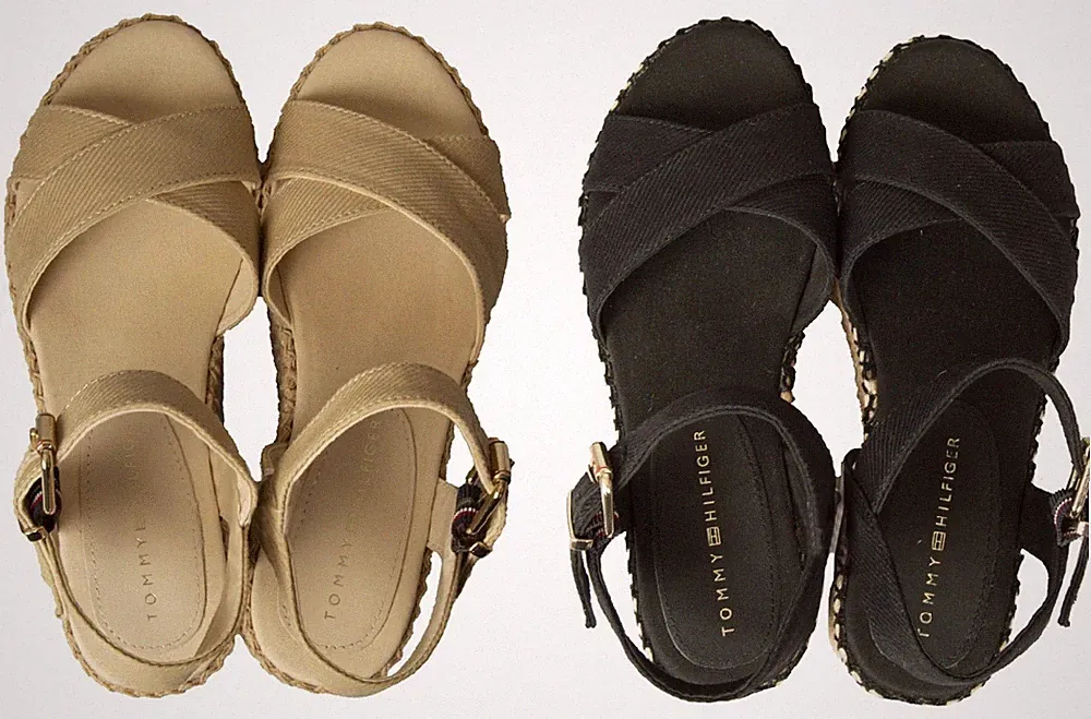 TH TOMMY HILFIGER Damen Sandale mit Keilabsatz und Knöchelbund