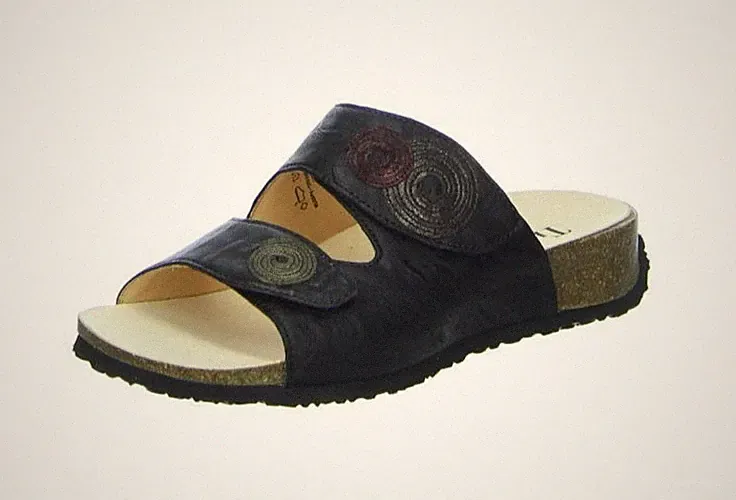 Think Damen Schuhe Mizzi Pantoletten Sandalen schwarz kombi Leder