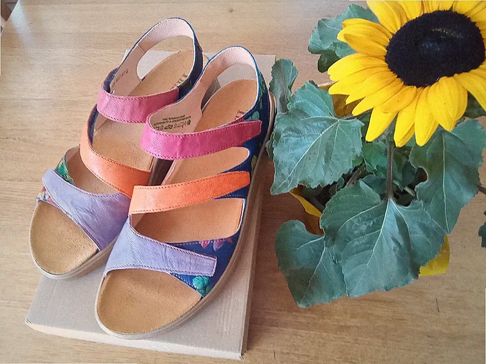 💛 THINK Meggie Sandale Riemchen bunt Leder (Einlagen geeignet)! Gr. 41 NEU OVP