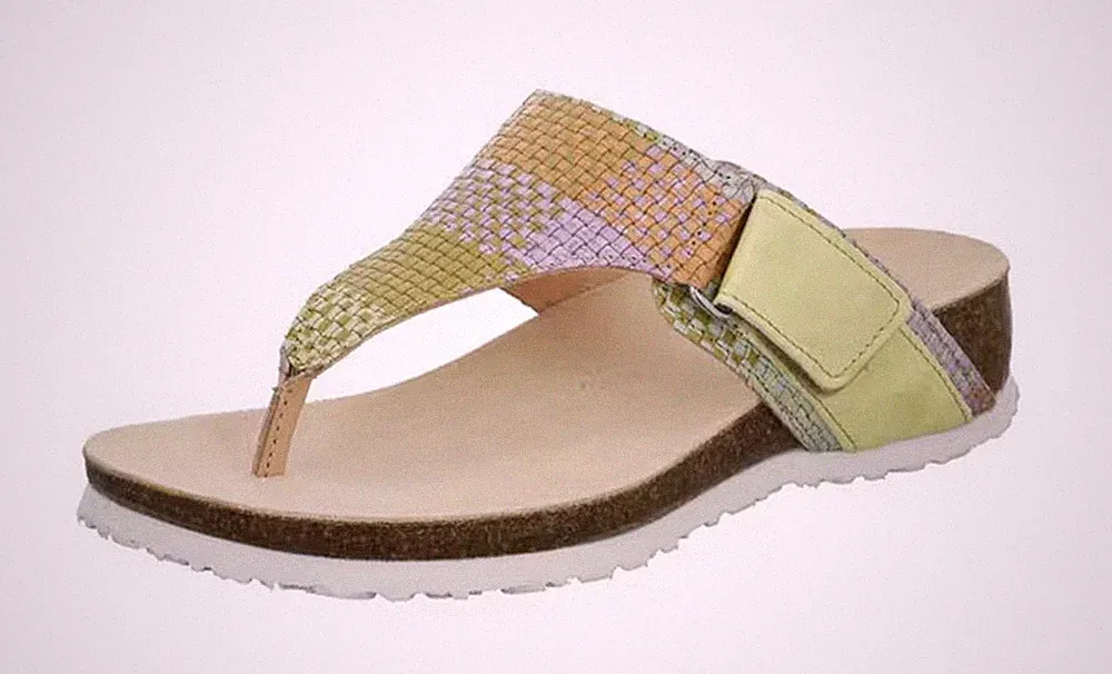 Think Pantolette JULIA Grün Leder Zehentrenner FlipFlop Schlappen Slipper