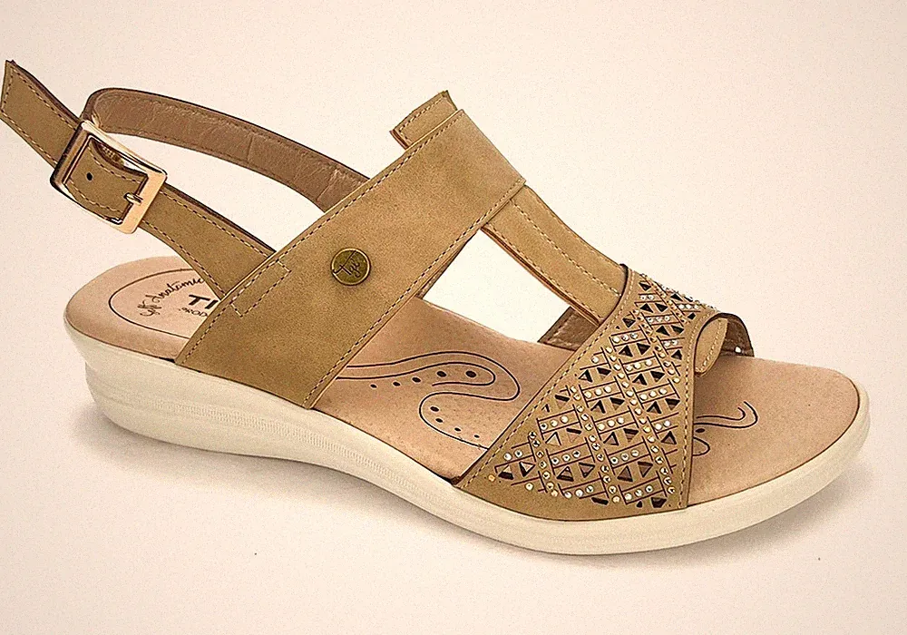 TIGLIO 2396 BLAU BEIGE DAMEN SANDALEN MIT ECHT LEDER EINLEGESOHLE