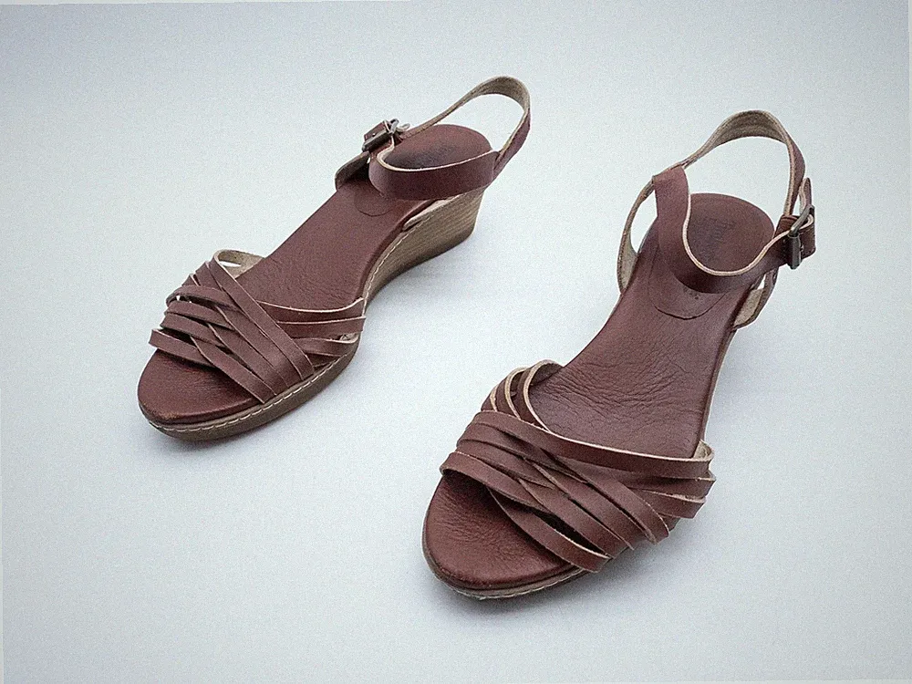 Timberland Damen Keilsandalette Sommerschuhe Leder Braun Gr. 39 EU Art. 39213-50