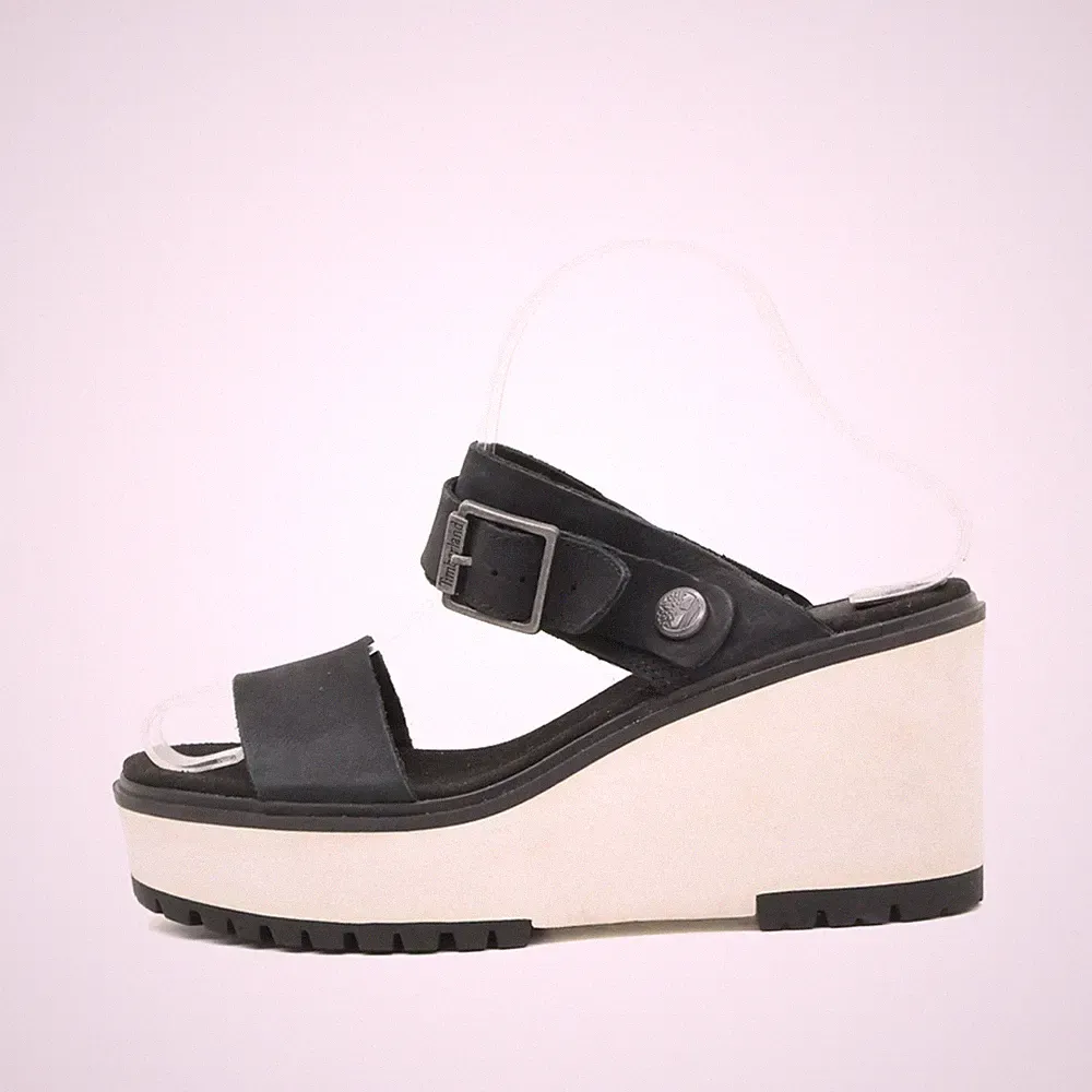 Timberland Damen Sandalen EU 38 A26SF Schwarz/Weiß Komfort, Stabilität, Logo