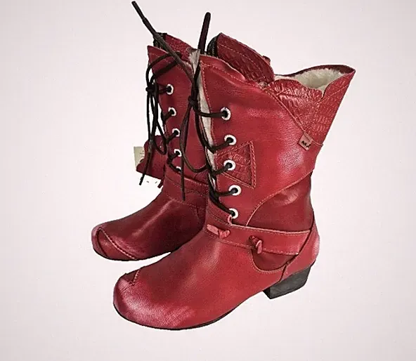 TMA EYES Original Damen Bootschuhe Stiefel gefüttert Leder 8166-3, Neu !!