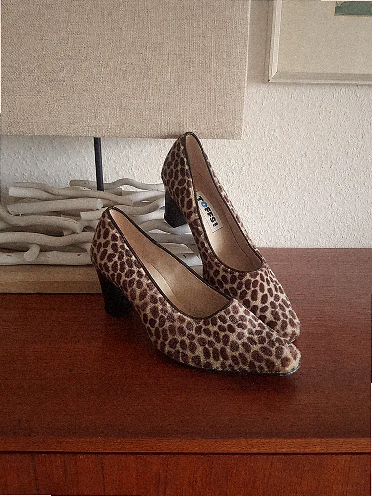 TOFFS ! origineller Pumps🐆Leoprint🐯Textil-Fell-Optik❤🐆Gr.40🐆Beige/Braun