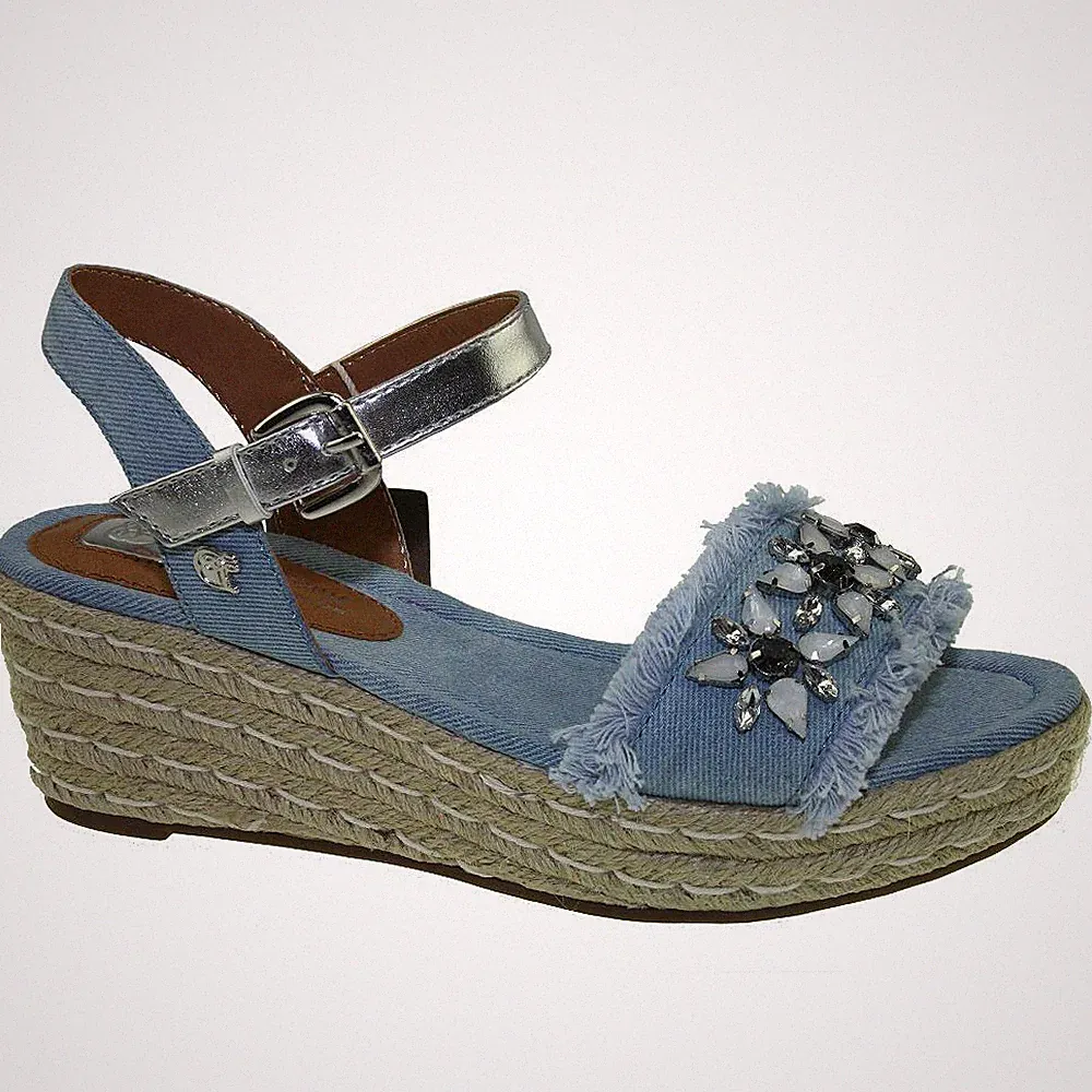 TOM TAILOR 4895807 Sandale Plateau Keil Wedge Denim Strass Gr.37-42