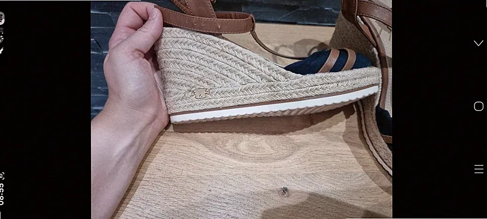 TOM TAILOR Damen Keilsandalen Espadrille Schnalle braun/blau/beige EU 41