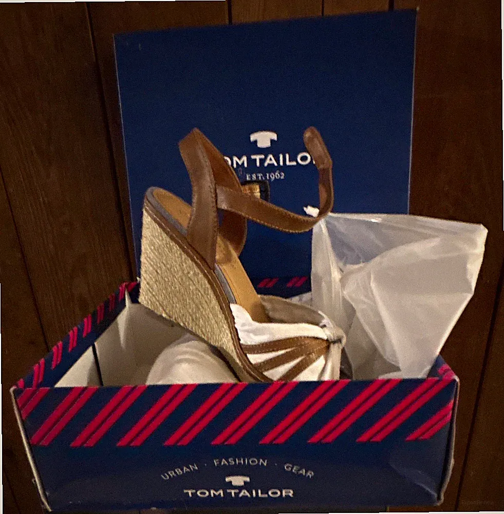 TOM TAILOR Damen Sandalen Riemchen Keilabsatz Kork braun EU 39 neu
