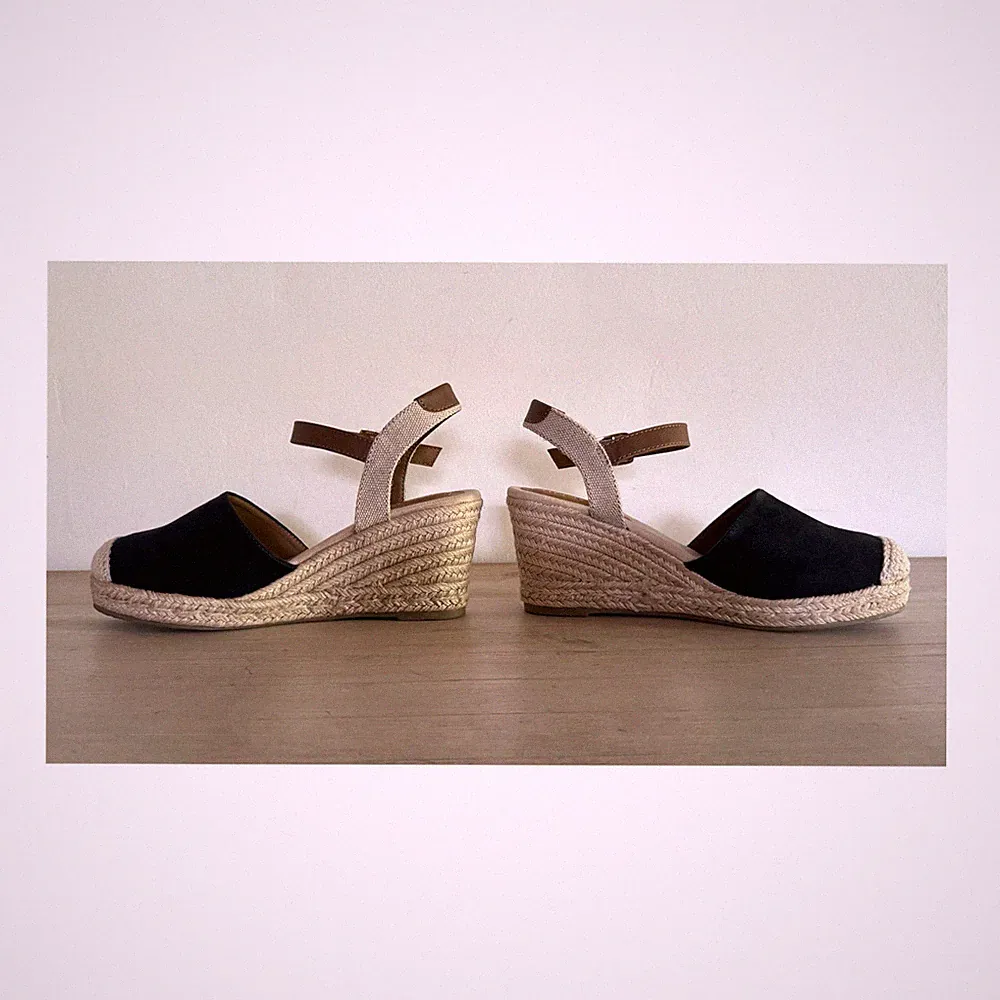 TOM TAILOR Denim Keilsandalen 38 beige/dunkelblau