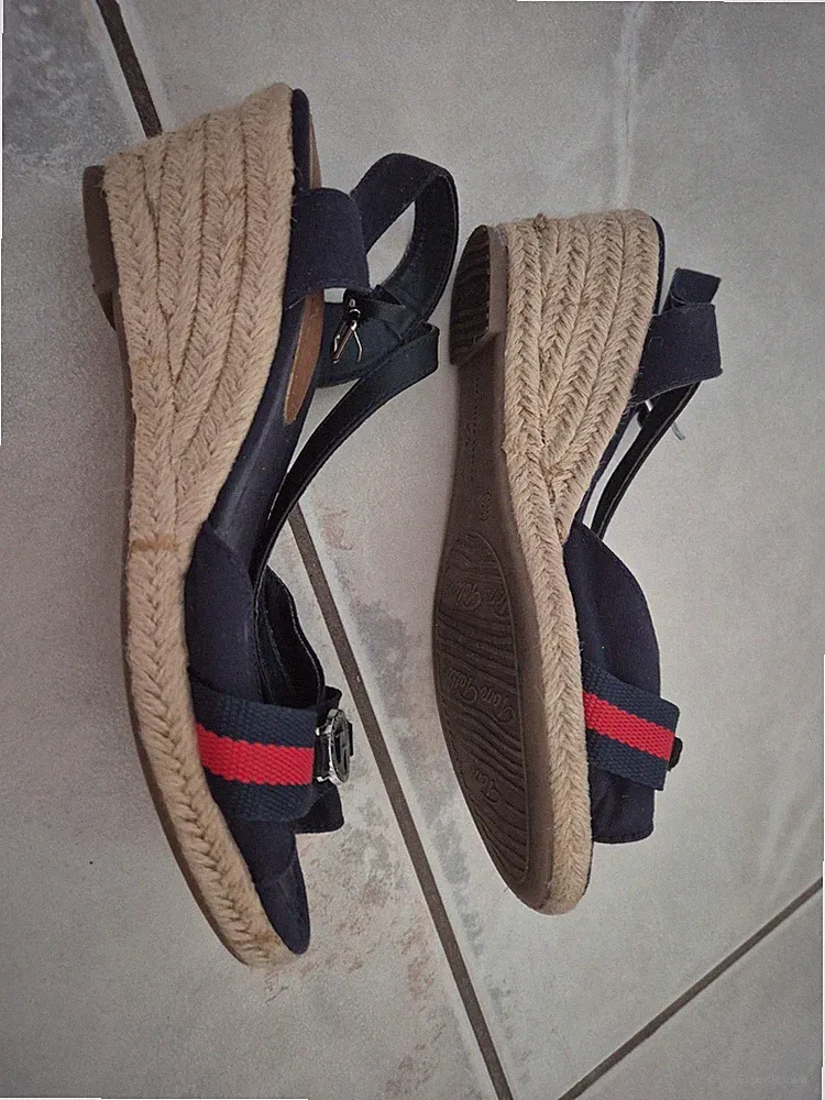 TOM TAILOR Keilabsatz Riemchen Schuhe Gr. 39 Navy blau Pumps Sandalen