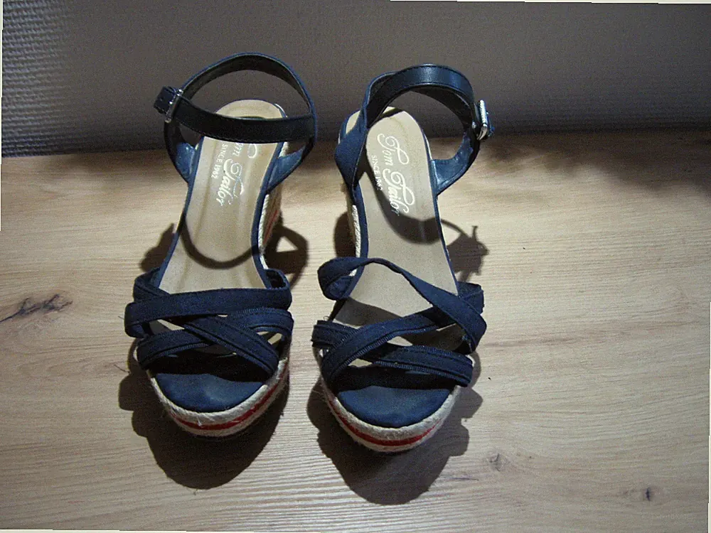 Tom Tailor Keilabsatz Sandalen blau rot beige Gr.38