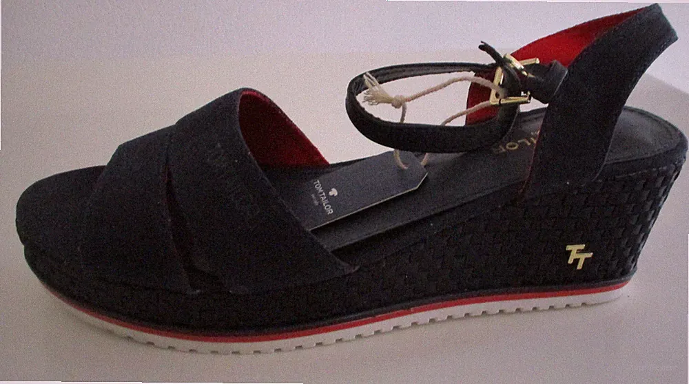 Tom Tailor Sandalen Gr 42 Keilabsatz , marine blau N70