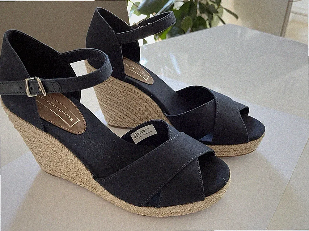 TOMMY HILFIGER 41 Espadrilles Sandaletten Sandalen dunkelblau **NEU**