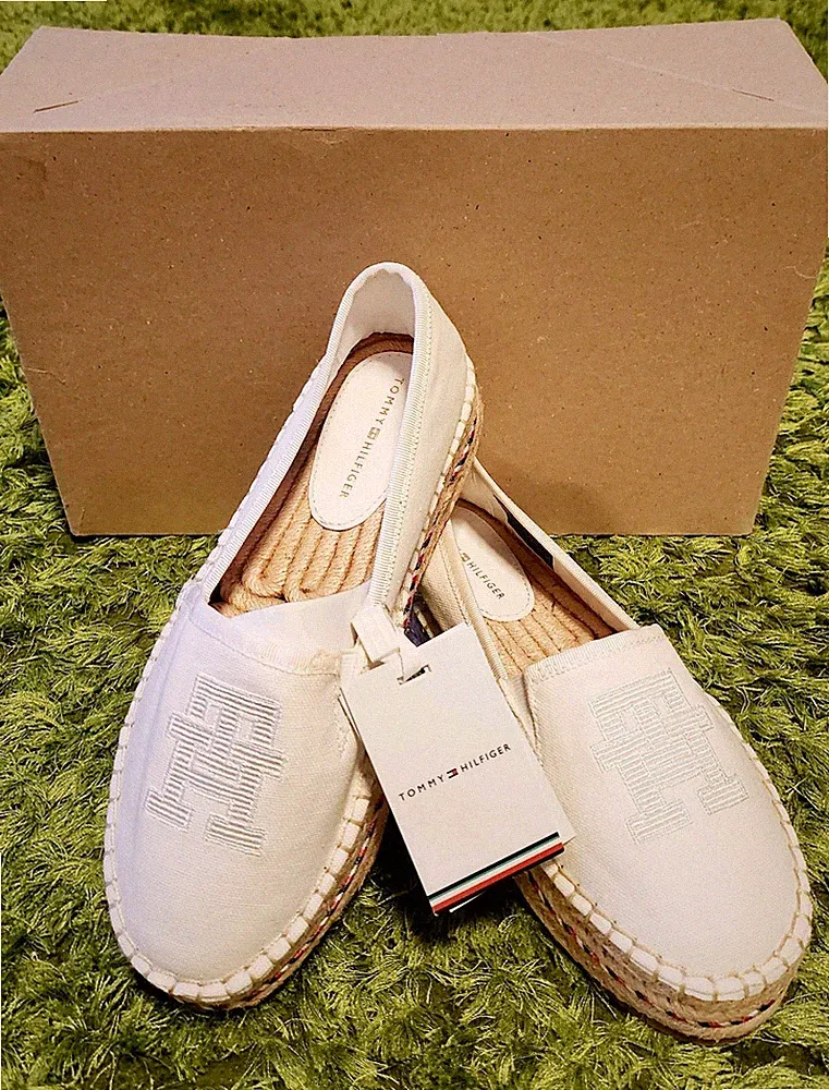 Tommy Hilfiger Damen Flatform Plateau Elfenbein Espadrilles NEU GR. 36